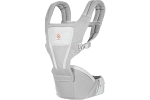 Ergobaby Alta Hip Seat Babytrage mit Babyhüftsitz für Babys und Kleinkinder ab 4 Monaten (5,5 kg - 20,4 kg), Hüftsitz Trage Hüfttrage mit SoftFlex Mesh, Pearl Grey