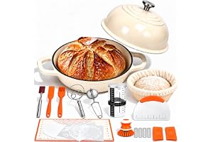 GFTIME Gjutjärnsgryta bröd, gryta gjutjärnsgryta med lock, holländsk ugn, brödbakgryta med jäskorg, fräs, degmixer brödbakfor