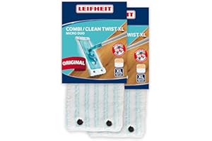 Leifheit Original 2er Set Wischbezug CLEAN Twist XL Micro Duo, für alle Bodenarten, Bodenwischer Ersatzbezug für Schmutzaufnahme Dank 2-Faser-System, Mikrofaser Putzlappen für Fliesen und Laminat