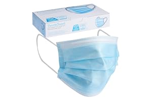 TouchGuard 3 Ply Type IIR Disposable Earloop Face Masks, Dust Protection, Breathable Masks with Nose Clip, bag of 20