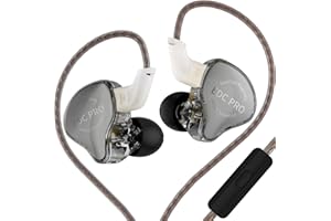 BAWJOG KZ EDC Pro in-Ear Monitors, HiFi Stereo Stage/Studio IEM Wired Noise Isolating Sport Earphones/Earbuds/Headphones with Detachable Cable for Musician Audiophile (with Microphone, OFC Flat Cable)