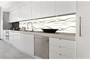 DIMEX Küchenrückwand Folie selbstklebend GELBE Wellen | Klebefolie - Dekofolie - Spritzschutz für Küche | Made in EU - 350 cm x 60 cm