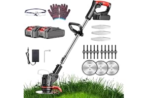 MYJHUIY 24V Cordless Grass Strimmer, Cordless Strimmer, Electric Telescopic Brush Cutter, Grass Trimmer with 2 x 24V 1500mAh Batteries, Suitable for Gardens, Villas, Lawns(Black)