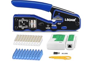 Lsoar RJ45 Crimp Tool Kit Pass Through RJ45 Crimper, Ethernet Crimping Tool