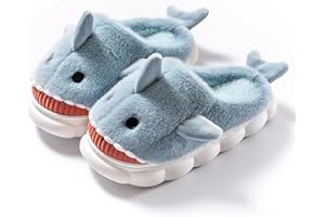 dressfan Hai Hausschuhe Plüsch,3D Tierhausschuhe Hai Slippers Pantoffeln,Leise Dicke Weiche Rutschfeste Sohle Memory Foam Home Slippers,Lustig Hausschuhe für Damen Herren