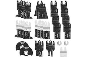 Funnytek Kit, 31 tlg Sägeblatt Oszillierendes Zubehör Set Multifunktionswerkzeug Holz/Metall/Kunststoff, Schnellspanner-Funnytek für Dewalt Rockwell Milwaukee Makita Silverline