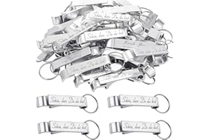 AHEJIOO 30 Stück Stylische Bierflaschenöffner-Schlüsselanhänger | Praktischer Kapselheber für Hochzeit, Taufe, Geburtstag & Festlichkeiten | Gastgeschenke mit Herzspruch "Schön, dass Du da bist"