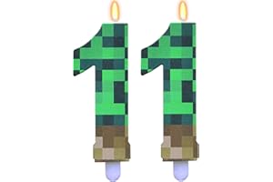 ParPix Pixel Geburtstagskerzen Zahlen 11, Pixelmotiv Kerze 11 Geburtstag Mädchen Junge, Grün 11 Geburtstagskerzen, 11. Geburtstag Kuchen Kerzen, 11 Nummer Kerze, Videospiel Pixel Thema 11 Zahlenkerze