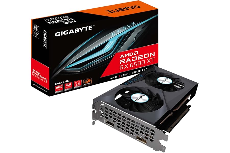 Amazon listing image: GIGABYTE GV-R65XTEAGLE-4GD, Radeon pci_e_x16 RX 6500 XT, Integrated with 4GB GDDR6 64-bit…