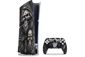 Skins4u Slim PS5 Skins Aufkleber für PlayStation 5 Konsole und Controller Skin Vinyl Skin Sticker PS5 Slim Digital Design Schutz Folie Skullmaster