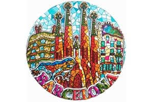 MUYU MAGNET Aimant de réfrigérateur en mosaïque Sagrada Familiia Cathédrale Barcelone Espagne Cadeau de voyage Collection Décoration de maison et de cuisine Autocollant magnétique