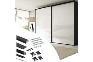 Emuca - Sistema corredero para armario de 2 puertas con perfil tirador Sharp, espesor 19 mm, cierre suave, tableros no incluidos, Negro