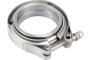 Bohaner 2.5" Inch 63mm Stainless Steel V-Band Clamp & Flat Flanges Kit Exhaust Pipe