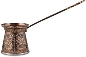 Alisveristime Cafetière turque authentique faite à la main Cezve/Ibrik, plusieurs tailles et couleurs disponibles – Améliorez votre expérience de café dès maintenant (marron antique, 1 tasse)