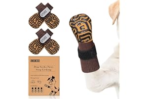 GYURO Dog Socks with Non-Slip Sole for Hardwood Floors, Extra Thick Handles, Paw Protection (Brown, XS)