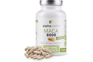‎ALPHAVITALIS Maca Kapseln hochdosiert 20:1-8000 mg Maca Pulver pro Kapsel - 180 Kapseln veganer Maca Extrakt - Vorrat für 6 Monate Extrakt