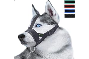 ILEPARK Museruola per Cane in Nylon, per Cani di Piccolo Medio Grande, Regolabile per prevenire morsi, masticazione e abbaiamento (XL,Nero)