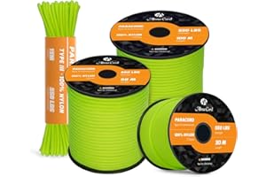 Abma Cord Paracord 550 4mm Cuerda Paracord de Nylon (15m-30m-50m) Tipo III Cuerda de Paracaídas 7 Hebras Cuerda - MAX. 250 kg - Verde Neón, 30m