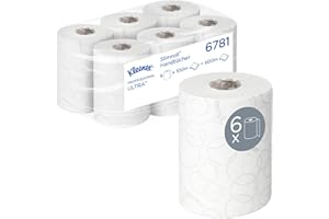 Kleenex Ultra Slimroll 2-lagige Rollenhandtücher, EU-Ecolabel zertifiziert, weiße Rollenpapiertücher mit Airflex Technologie für ein effektives Händetrocknen, 6 x 100 m, Artikel-Nr. 6781