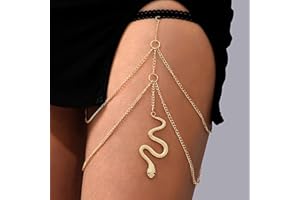 Atentuyi Mehrlagige Oberschenkelkette Punk Schlange Beinkette Gold Quaste Oberschenkelkette Elastischer Gurt Bikini Boho Körperkette Sommer Strand Schlange Beinschmuck Für Frauen Und Mädchen