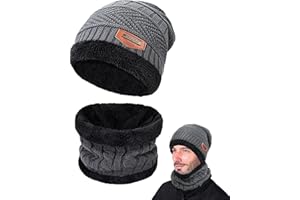 LONNALEE Herren Damen Winter Warm Beanie Mütze Loop Schal Set,2 Stücke Thermo Wintermütze Strickmütze Schlauchschal Halswärmer mit,mütze schal Set Damen Herren