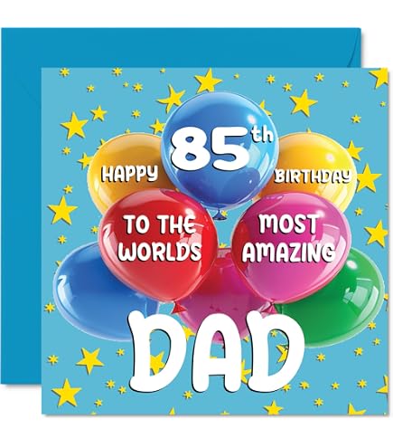 Handgemachte Geburtstagskarte „Happy Birthday Dad“ – 85. Geburtstag, 16x16 Cm, Weiß
