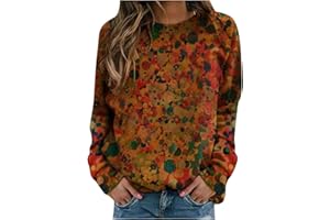HZMM Sweatshirts Womens Casual Women's Casual Tops Blouse Fashion Loose Tie-dye Colorful Printing Long-sleeved Loose Fitting Soft Tops Crewneck Pullover Tunic Patchwork Tops