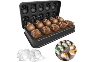 Spespo 3D-skalle iskubsbricka med lock, BPA-fri silikon iskubsformar gör 10 skallar, för whisky, cocktail och festdrycker sva