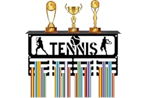 CREATCABIN Appendiabiti per Medaglie Da Tennis Porta Medaglie con Ripiano Porta Medaglie per Sport In Ferro Telaio per Montaggio A Parete Appendini per Medaglie Trofei In Metallo Organizzatore 40x20cm