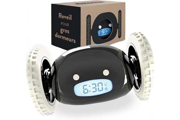 CLOCKY Réveil Matin Roulant Forte Sonnerie Reveil Puissant Gros Dormeurs pour Sourd Tres Bruyant Chambre Adulte Enfant Adolescent Reveil LED Roule Saute, Cadeau Amusant (Noir)