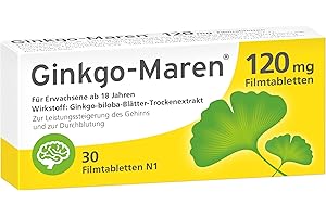 Ginkgo-Maren 120mg Tabletten: Hochdosierter Ginkgo biloba Extrakt zur Unterstützung von Gedächtnis & Konzentration, Pflanzliches Arzneimittel zur Förderung der Durchblutung im Gehirn, 30 Stück