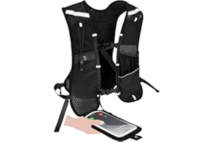 MOQAE Running Vest for Men and Women, Hydration Vest Running with 500 ml Hydration Bladder, Adjustable Chest Straps, Reflective Hydration Backpack with Mobile Phone Holder