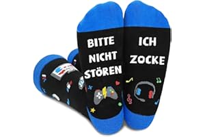 YUNYAKARSA Lustige Socken Zocken mit Spruch BITTE NICHT STÖREN ICH ZOCKE, Gaming Socken Lustige Geschenke für Männer Weihnachten, Zocker Geschenk Coole Sachen für Jungs Damen Junge 10 11 12 13 Jahre