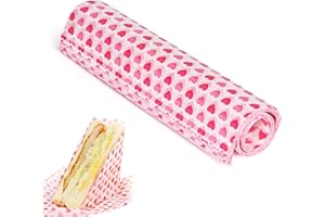 AJINACIOUS Heart Tissue Paper, 50 PCS Heart Greaseproof Wax Paper Sheets, Food Grade Waterproof Wrap, Oil-Proof Baking & Sandwich Wrapping Liners for Cakes, Cheese, Sweets, Picnic, and Party Food Presentation