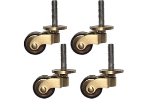 LLPEIJIE026 4PCS Laiton Massif Roulettes de Meubles D'oruniverselles,Roues pivotantes en Caoutchouc de Style Ancien,Capacité de Charge 150kg,avec Tige Filetée,Convient aux Pieds de Piano,Canapés,Tables