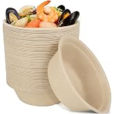 Vexaflow 100 Pieces Disposable Sugar Cane Bowls, 350 ml, Strong and Durable, Cardboard Bowls for Soup, Barbecues, Parties, Pi