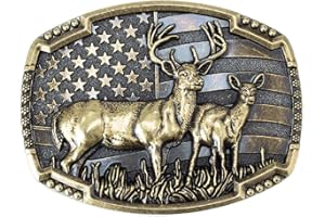 Longcreek Deer Belt Buckle for Men, Patriotic American flag Deer Belt Buckle, Elk Deer Belts Buckle, Norse Viking Deer Head Belt Buckles, Punk Deer belt buckle, Western Cowboy belts buckles
