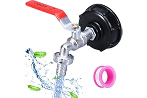 FAUXPONT Robinet d'écoulement IBC 3/4", Adaptateur de Réservoir d'eau IBC, Robinet Cuve 1000L, Robinet Recuperateur Eau De Pluie, Robinet d'écoulement en Alliage d'aluminium pour Robinet de Jardin (3/4")