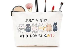 ZUFIO Cat Gifts for Girls - Waterproof Cosmetic Pouch, Great Gifts for cat Lovers，Perfect Present for Women -Travel Cosmetic Bag with Secure Zipper (Five Cat Design)
