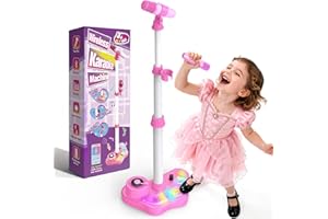 Dislocati Girls Birthday Presents, Early Christmas Xmas Gifts Toys for 3-12 Year Old Girl Gifts Kids Microphone With Stand Girls Toys Age 3 4 5 6 7 8 9 10 Karaoke Machine 2 Microphones