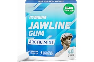 GYMGUM Jawline Gum | Hard Chewing Gum For Jaw Strength | Train Your Facial Features - Mewing Jaw Gum | Ultimate Jawline Exerciser | 0 Calories & Sugar Free Hard Gum (40 Count, Arctic Mint)