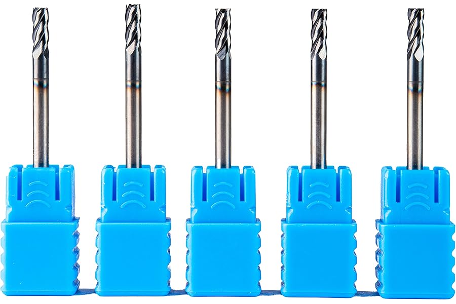ARMOUR TOOLING – 3mm Tungsten Carbide Endmill Set – 4 Flute Sharp Corner Cutter – 5 Pack – CNC Milling Tool - for Alloy Steels - Milling Cutter - For Roughing And Finishing –