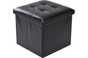 CMY Pouffe Footstool Folding Ottoman Storage Box Faux Leather Foot Rest Stool Toy Chest Shoe Bench Dressing Table Chair with Lids for Living Room