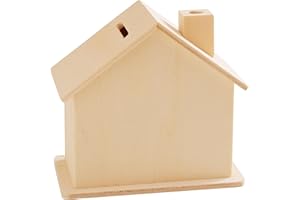 VBS, salvadanaio a forma di casa in legno grezzo