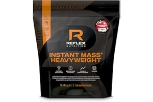 Reflex Nutrition Instant Mass Heavyweight - Mass Gainer - Over 1000 Kcal per Serving, 60g Protein, Creatine - High Calorie Post Workout or Before Bed Protein Shake (Strawberries & Cream, 5.4 kg)