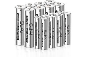 16 Pieces AA AAA Rechargeable Batteries Set, SUKAI High Capacity 8 X 2800mAh AA Rechargeable Batteries and 8 X 1000mAh AAA Rechargeable Batteries 1.2V Ni-MH Batteries