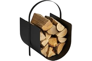 Morsø Adrian Firewood Basket – Log Holder for Firewood, Log Basket for Wood made of robust Steel, Wood Cradle Storage with Handle in a Clean Design, 33 x 40 x 52 cm, black