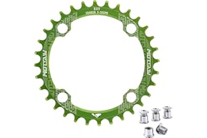 QIAMNI 104 BCD 32T 34T 36T 38T Narrow Wide Single Chain Ring with 4 Pieces Sprocket Bolts for Road Bikes, Mountain Bikes, BMX MTB Bike