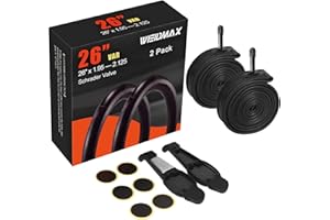 WEIDMAX Cámara de Aire para Bicicleta 26 '' x 1.95/2.125 para reemplazo de cámara, Cámara Interior de Bicicleta de Goma Butílica, Tubo para Bicicleta con kit de herramientas de reparación(Paquete de 2)