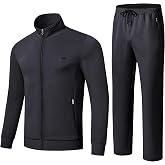 Huayuzh Men's 2-Piece Tracksuit Set Sports Suit Zip Pocket Jogging Fitness Gym Leisure Suit